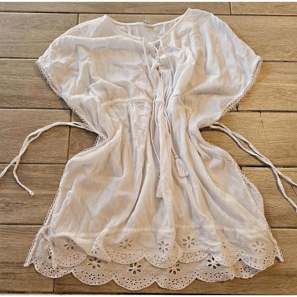 Old Navy White Eyelet Boho Tunic Swim Cover Up Size S - Picture 2 of 4